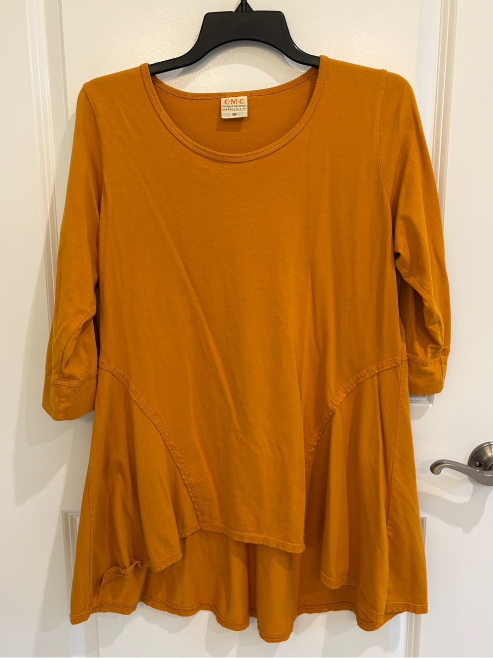 Color Me Cotton Women's Mustard Swing Tunic Top